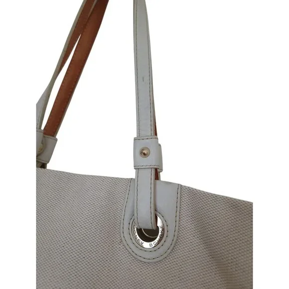 DOONEY & BOURKE Women's Cream Canvas Shopper Tote Bag Leather Handles - Picture 5 of 15